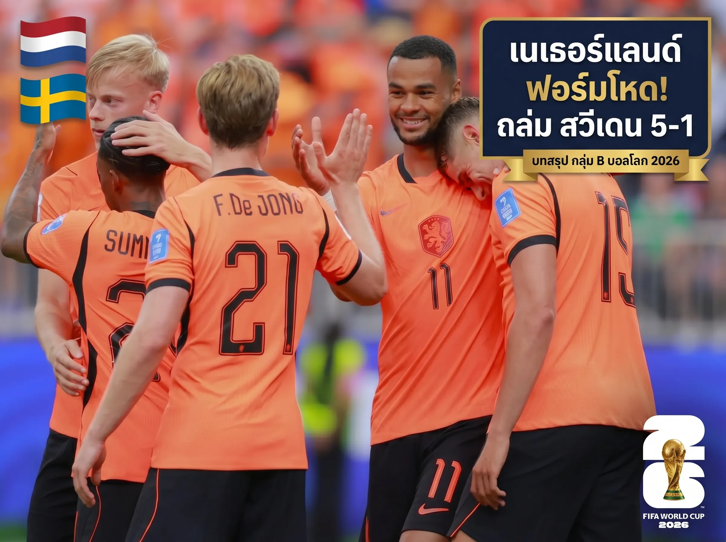 ผลบอลโลก 2026 ล่าสุดเมื่อคืน กลุ่ม F ยิงเดือด เนเธอร์แลนด์-ญี่ปุ่น กอดคอยิงจนเจ็บตีน